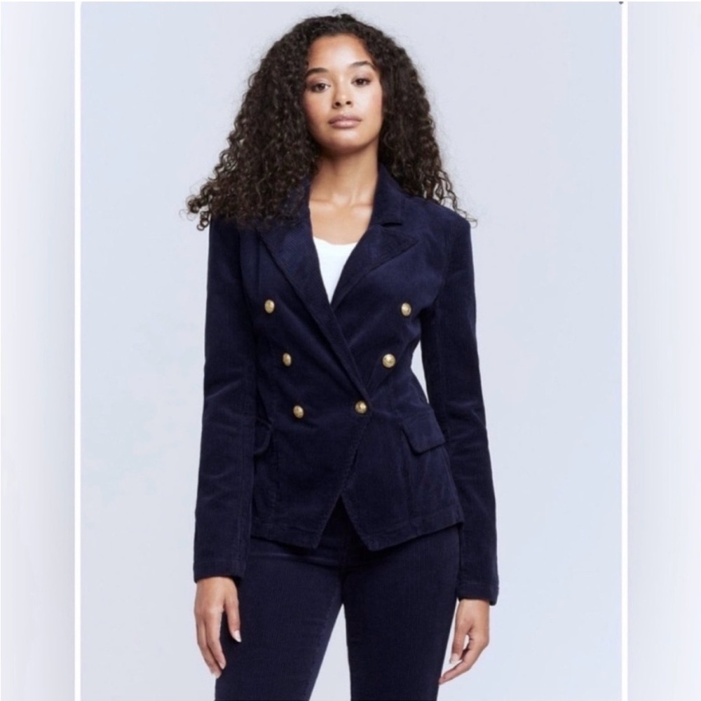 L'Agence Kaydence Navy Corduroy Double Breasted Blazer NWOT - Stargazer